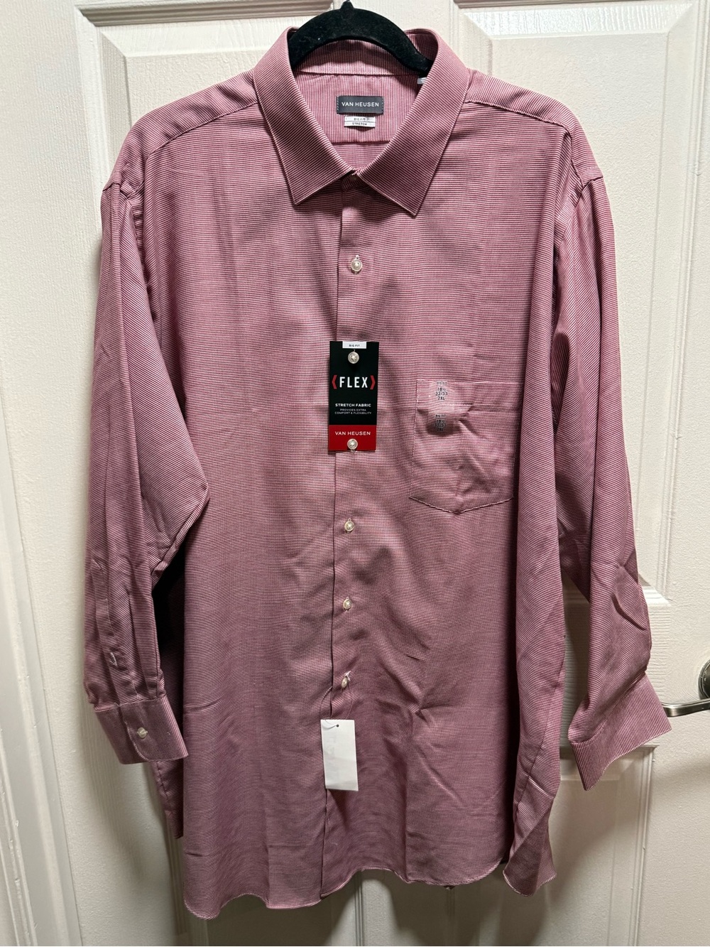 Van Heusen Men’s Long Sleeve Button-Up Shirt - Dusty Brick 2XL Big fit flex